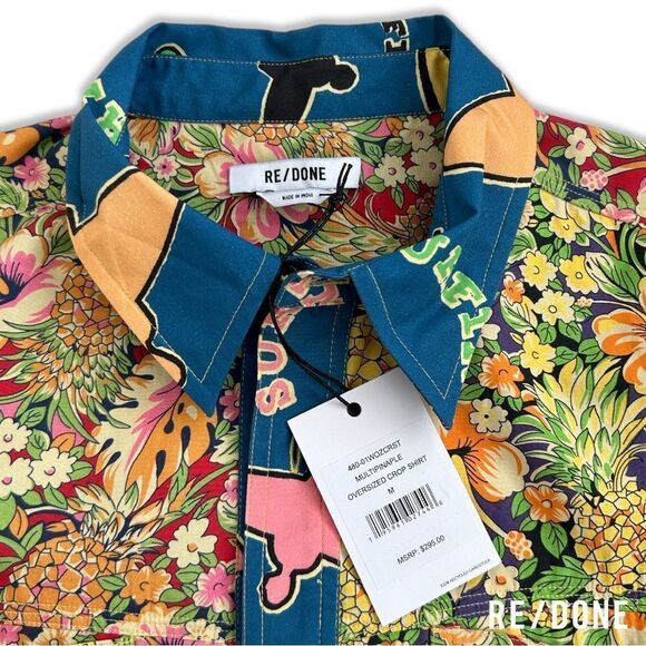 RE/DONE **NWT** Oversized Crop Shirt in Multi pineapple - Picture 12 of 16
